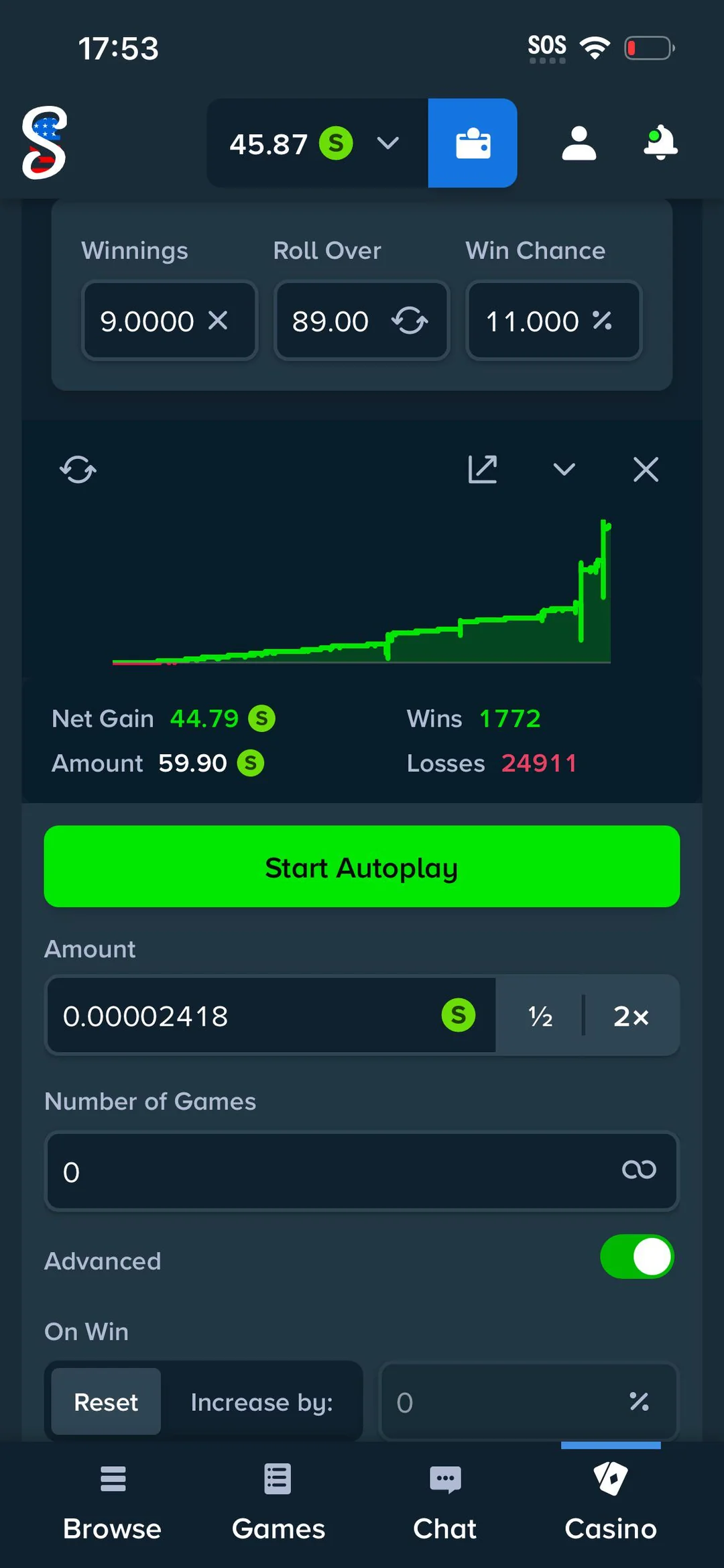 Stake community win screenshot